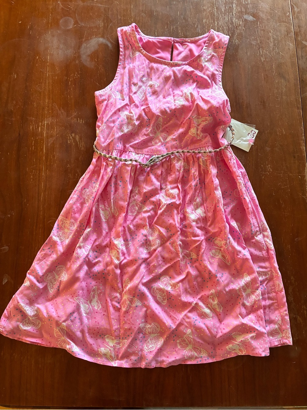 SO Pink Polka Dot Girls' Dress with Multicolor Dots